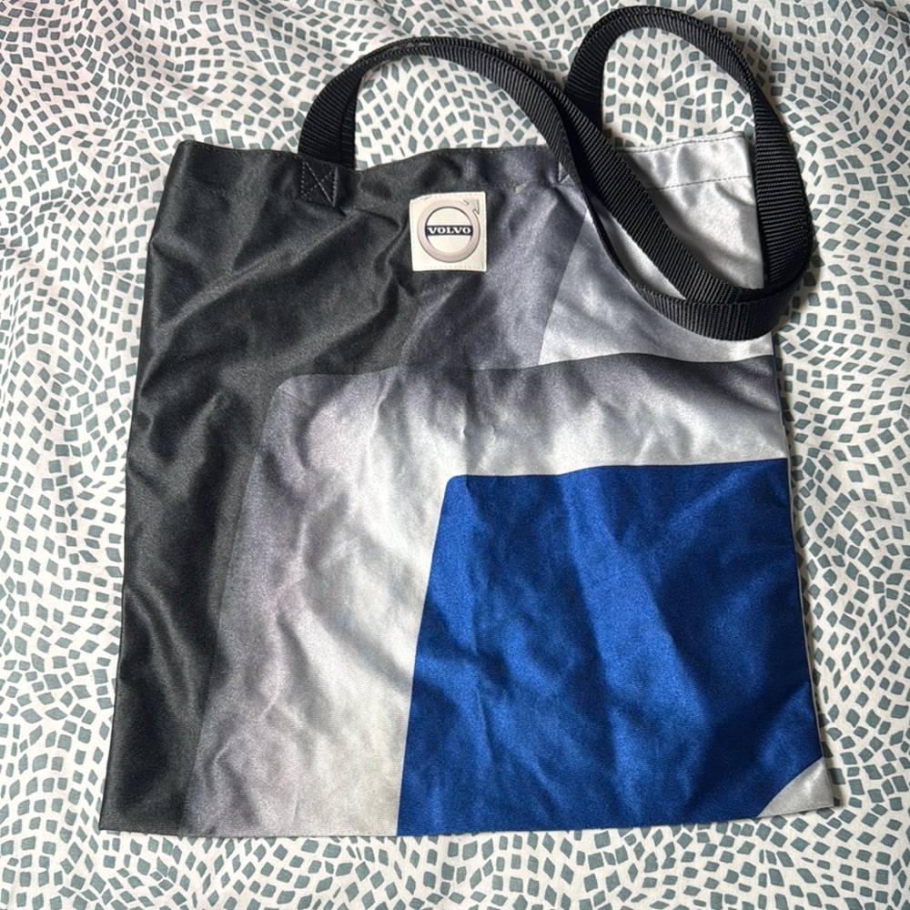 VOLVO Blue and Gray Tote Bag with Gradient Design